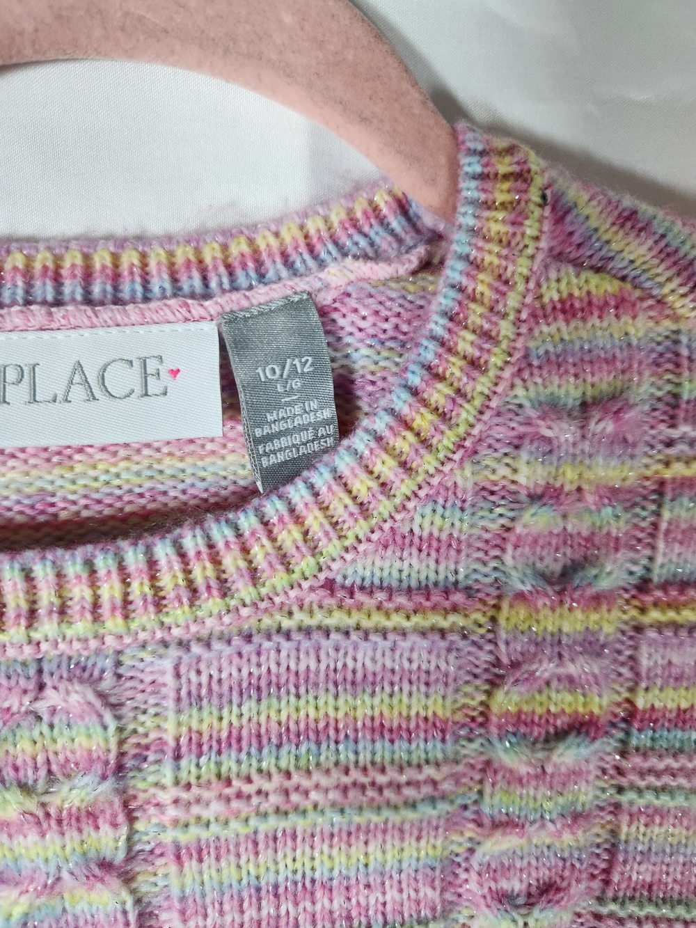 The Children's Place Pastel Striped Cable-Knit Sweater Dress - Pink Multi - Picture 4 of 5